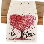 Be Mine Heart Shaped Tree Valentine's Table 13" x 120", Table Runner Red