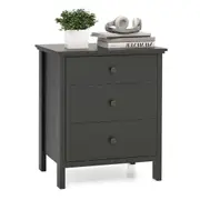 Costway 3 Drawers Nightstand Wooden Bedside Storage Cabinet Side Table Black