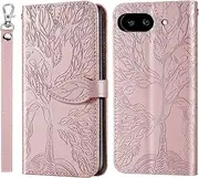 [CXTcase] for Google Pixel 9a Case PU Leather Folio Flip Cover with Card Slots, Magnetic Wallet Phone Case for Google Pixel 9a - Rose Gold