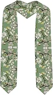 [SKKNT] Dogwood Blossoms Print Graduation Shawl Stole For Academic Commencements Honor Sash Congratulations Gift, Sharp Corner, One Size
