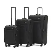 Tosca Aviator 2.0 - 4-Wheel Expandable Suitcase Set of 3 - Black (Small, Medium & Large)