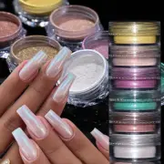 6Box/Set Nail Powder Pearlescent Holographic Laser Mirror Pigment Shiny Manicure