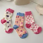 【OOTD批發】韓國透氣夏天潮襪 粉色熊熊可愛少女中筒襪 INS百搭卡通PINK襪子女
