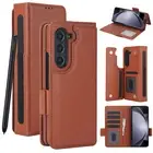 For Samsung Galaxy Z Fold 6/5/4 Magnetic Leather Card Wallet Stand Case +Stylus