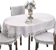 YIZUNNU Flower Classic Oval Tablecloths,Fabric Embroidered Table Cover,Vintage Lace Cream Table Cloth for Oval Coffee Tea Dinner Table (Style 5, 130x175cm/51 x 69")