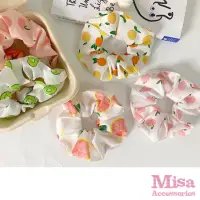 在飛比找momo購物網優惠-【MISA】水果髮圈/活力少女可愛水果圖樣大腸圈 髮圈(9款