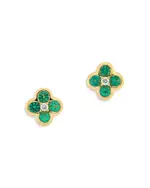 Bloomingdale's Fine Collection Emerald & Diamond Bezel Clover Stud Earrings in 14K Yellow Gold