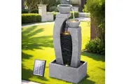 Gardeon Solar Fountain Water Feature Outdoor Fountain Indoor 3-Tier Cascading Grey