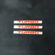 3x Chrome TURBO Small Silver Red Metal Sticker Badge Emblem Decal 3D Performance (for: Renault)