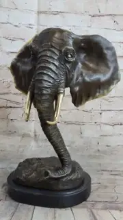 Striking Massive Elephant Head Bust Bronze Sculpture Statue Figurine Artwork