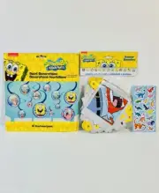 SpongeBob Spiral Hanging Birthday Decorations, Banner & Sticker Bundle 3pk NEW