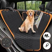 Dog Car Seat Cover, 600D Heavy Durable Dog Seat Cover for Back Seat, 100% Waterproof Scratch Proof Nonslip Dog Hammock for Car with Side Flap, Pet Back Seat Covers for Cars Sedan SUV Trucks