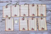 9~Vintage~Ephemera~Note Cards~Junk Journal~Linen Cardstock~Gift~Hang~Tags