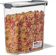 Rubbermaid Brilliance Cereal Food Storage Container with Flip Top Spout, Dishwasher Safe, 32oz, Clear/Blue (2146788)