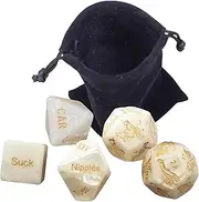 Mineens 5 Pcs Sex Dices,Dices with Sex Positions,Sex Naughty Dice for Couples Game,Romantic Naughty Dice Set for Adults Couple,Sex Dice for Adult Games,Party Games (White + Storage Bag)