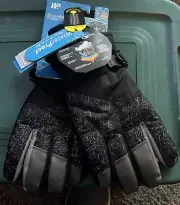 NWT WinterProof Black & Silver Graphic Touch Ski Gloves, Men's Size Med