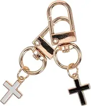 [WESIEVYA] 2pcs Retro Cross Keychain Aesthetic Keychain for Car Keys Backpack Wear Resistant Pendant with Elegant Enamel Accents Meaningful Cross Symbol Charm