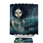 Lightning Sea Storm The Luminous Eyed Mermaid Shower Curtain