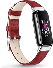 Vancle Leather Band Compatible with Fitbit Luxe Bands, Leather Strap Adjustable Wristband Replacement Band for Fitbit Luxe/Luxe Special Edition Fitness Tracker for Women Men