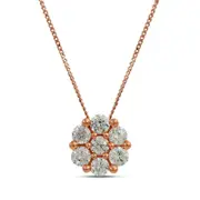 1 CT. T.W. Composite Natural Diamond Flower Pendant in 10K Rose Gold