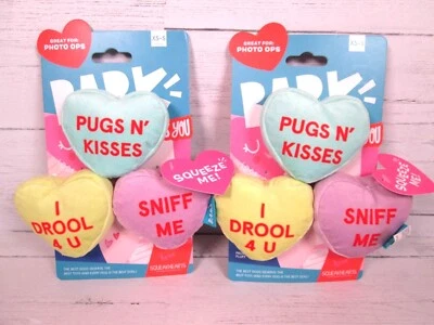 Bark Conversation Squeak Hearts Dog Toys Pugs N Kisses Sniff Me Valentines XS S