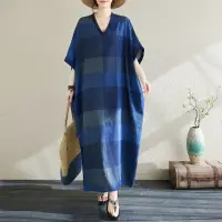 在飛比找momo購物網優惠-【Pure 衣櫃】復古棉麻印花連身裙洋裝(KDDY-1057