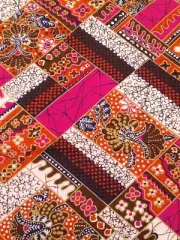 3+ yards fabric 100% cotton VINTAGE MATERIAL BATIK LOOK pink brown patchwork
