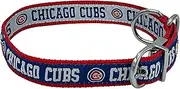 Chicago Cubs Reversible MLB Dog Collar, Medium. Premium Home & Away Two-Sided Pet Collar Adjustable with Metal Buckle. Your Favorite MLB Baseball Team with Unique Design on Each Side! Dogs & Cats
