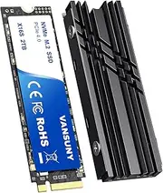 Vansuny M.2 SSD 2TB NVMe M.2 SSD PCIe 4.0 Internal SSD 7,000 MB/s Read, 6,300 MB/s Write M.2 2280 PCIe Gen4 NVMe Internal Solid State Drive with Heatsink for Laptop Desktop Game Console