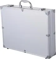 WOONEKY Lockable Aluminum Alloy Storage Case Portable Multi Functional Tool Cosmetics Box Durable Design for Home Office Travel and Business Needs Grey Color