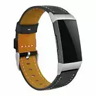 StrapsCo Leather Watch Band Strap with Contour Stitching for Fitbit Charge 4