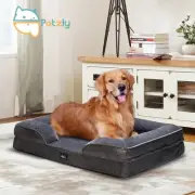 Petzly Dog Bed with Sides Egg-Crate Foam Removable Washable Cover Grey XL