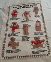 Daisy Kingdom 1983 Sewing Fabric Teddy Bear Panel Canvas Cotton Crafts 30x43"