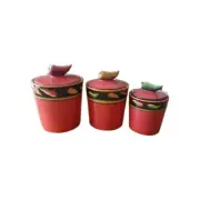 Jalapeno 3 Piece Canister Set Hand Painted Vlay Art New