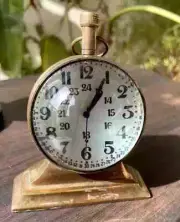 Antique Brass Table Clock Desk Clock Nautical Vintage Maritime Small Table