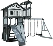 Backyard Discovery Whispering Point Cedar Wood Play Centre Swing Set with Slide and Clubhouse
