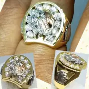 Sale GOLd 14K Mens Ring scorpion Horseshoe horse Luck solid 10 ask 8 9 11 12