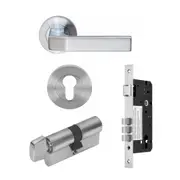 Zanda Qube Door Handle Lever Set Satin Chrome