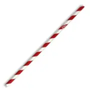 Compostable Paper Straw Regular 6x197mm - Red Stripe 2500 pcs