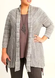 TS TAKING SHAPE plus sz M / 20 En Route Stripe Cardi stretch jacket NWT rrp$120!