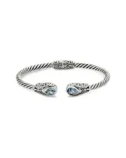 Samuel B. Silver 1.50 ct. tw. Topaz Twisted Cable Bangle Bracelet