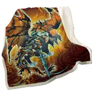 Cool Fantasy Weapon Orange Dragon Thunder Blade Throw Blanket