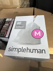 Simplehuman Size M Custom Fit Drawstring Trash Bags Liners - 60 Bags - 45Liter