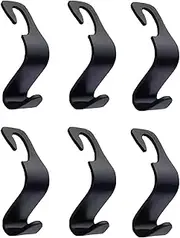 Tongke 6 Pack Car Seat Headrest Hooks, Holder Storage Hook for Car Handbag Clothes Coats Grocery Bags, Black