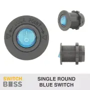 BLUE MINI ROUND TOGGLE SWITCH - BLUE LED with Round Flush Mount 12v On Off SPST