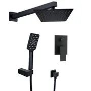 Square 8/10/12" Twin Shower Head 400mm Arm Handheld Holder 2in1 Combo Matt Black