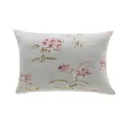 Pink Flowers On Light Blue Background With Microgel Feather-Like Insert Pillow