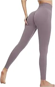 [Generic] Womens Yoga Pants Lightweight Running Sweatpants Sexy Trousers with Pockets, Purple, Small