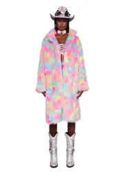 [J Valentine] Neon Dreams Faux Fur Coat