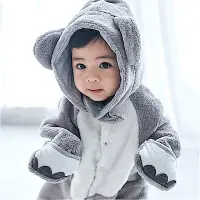 在飛比找Yahoo奇摩購物中心優惠-baby童衣 立體動物裝造型包腳連身衣附保暖帽 82035